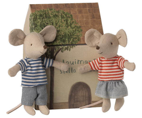 Maileg - peliukai mažasis broliukas Luimax ir mažoji sesutė Stella